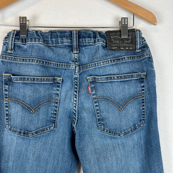 Levis 511 Jeans Boys 29x31 18 Blue Slim Straight‎ Dark Wash Stretch Denim - Picture 2 of 7